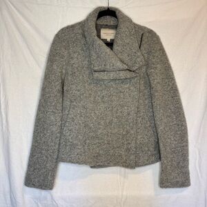 Marisa & Marie Gray Italian Made Wool Blend Asymmetric Zipped‎ Jacket Size M
